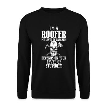 Roofer -Roof house repairs - Unisex Sweatshirt - black - Front - Alina (178cm) & Michal (187cm)