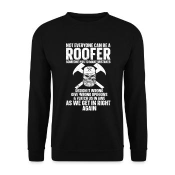 Dachdecker -Dachhäuser Reparaturen - Unisex Pullover - Schwarz - Vorne - Alina (178cm) & Michal (187cm)