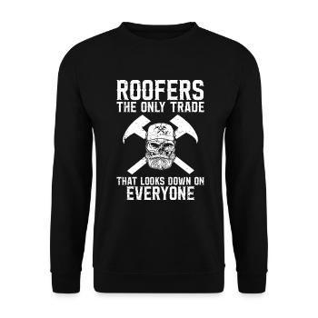 Roofer -Roof house repairs - Unisex Sweatshirt - black - Front - Alina (178cm) & Michal (187cm)