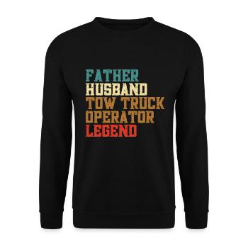Abschleppfahrzeug - Unisex Pullover - Schwarz - Vorne - Alina (178cm) & Michal (187cm)