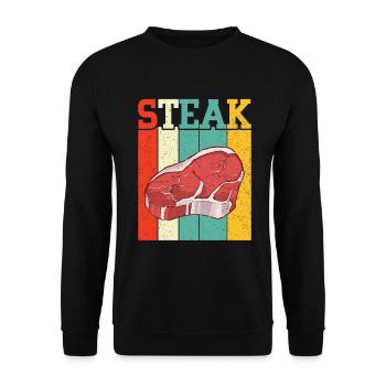 Steak - Unisex Pullover - Schwarz - Vorne - Alina (178cm) & Michal (187cm)