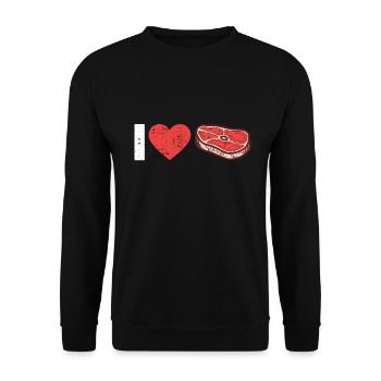 Steak - Unisex Pullover - Schwarz - Vorne - Alina (178cm) & Michal (187cm)