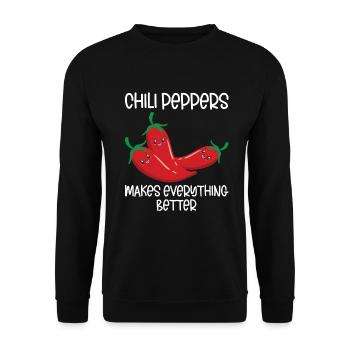 Chili-Pfeffer - Unisex Pullover - Schwarz - Vorne - Alina (178cm) & Michal (187cm)