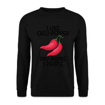 Chili-Pfeffer - Unisex Pullover - Schwarz - Vorne - Alina (178cm) & Michal (187cm)