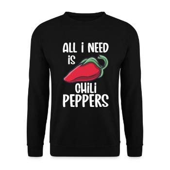 Chili-Pfeffer - Unisex Pullover - Schwarz - Vorne - Alina (178cm) & Michal (187cm)