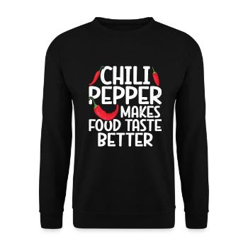 Chili-Pfeffer - Unisex Pullover - Schwarz - Vorne - Alina (178cm) & Michal (187cm)