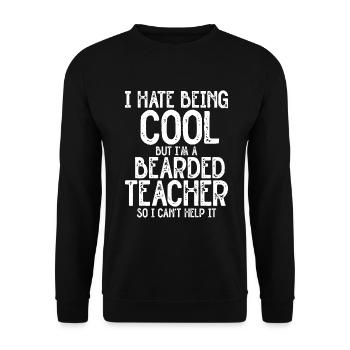 Bearded teacher - Unisex Sweatshirt - black - Front - Alina (178cm) & Michal (187cm)