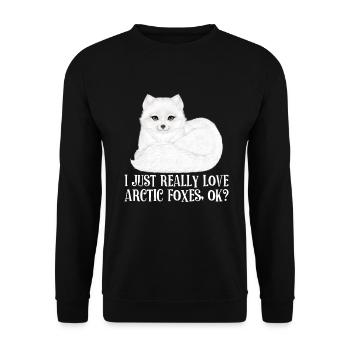 Artic Fuchsliebhaber Aus Arktischer Fuchs - Unisex Pullover - Schwarz - Vorne - Alina (178cm) & Michal (187cm)