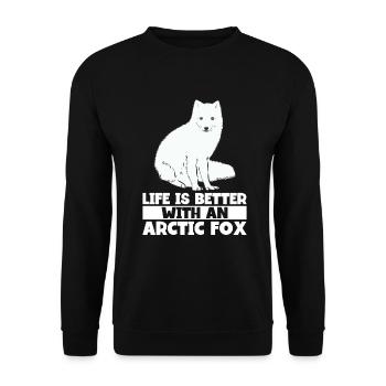 Artic Fuchsliebhaber Aus Arktischer Fuchs - Unisex Pullover - Schwarz - Vorne - Alina (178cm) & Michal (187cm)