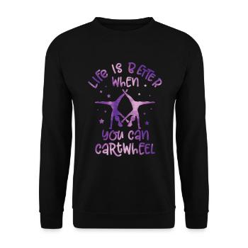 Wagenrad -Gymnast Stürzen - Unisex Pullover - Schwarz - Vorne - Alina (178cm) & Michal (187cm)