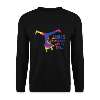 Wagenrad -Gymnast Stürzen - Unisex Pullover - Schwarz - Vorne - Alina (178cm) & Michal (187cm)