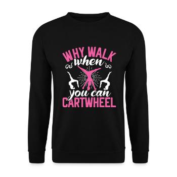 Wagenrad -Gymnast Stürzen - Unisex Pullover - Schwarz - Vorne - Alina (178cm) & Michal (187cm)