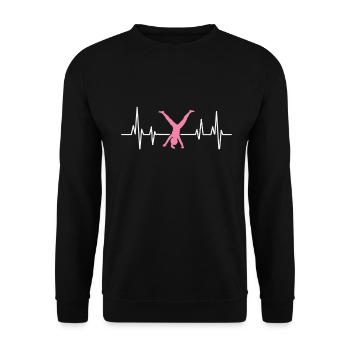 Wagenrad -Gymnast Stürzen - Unisex Pullover - Schwarz - Vorne - Alina (178cm) & Michal (187cm)