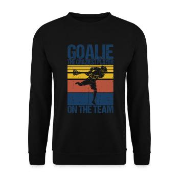 Lacrosse Torwart Lacrosse Spieler - Unisex Pullover - Schwarz - Vorne - Alina (178cm) & Michal (187cm)