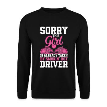 Femme de camionneur Femme chauffeur de camion Petite amie - Sweat-shirt Unisexe - noir - Devant - Alina (178cm) & Michal (187cm)
