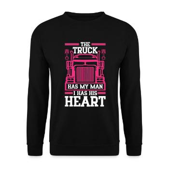 Femme de camionneur Femme chauffeur de camion Petite amie - Sweat-shirt Unisexe - noir - Devant - Alina (178cm) & Michal (187cm)
