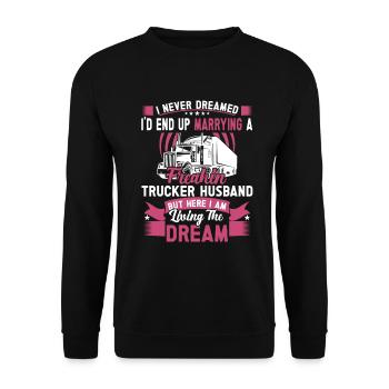Femme de camionneur Femme chauffeur de camion Petite amie - Sweat-shirt Unisexe - noir - Devant - Alina (178cm) & Michal (187cm)
