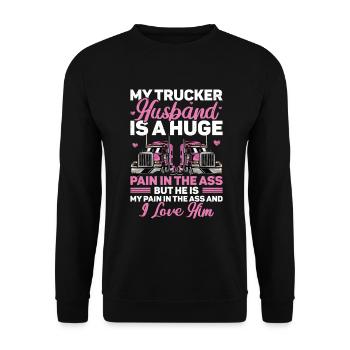 Femme de camionneur Femme chauffeur de camion Petite amie - Sweat-shirt Unisexe - noir - Devant - Alina (178cm) & Michal (187cm)