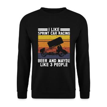 Sprint Car Racing Flag Vintage Racer Dirt Track - Unisex Sweatshirt - black - Front - Alina (178cm) & Michal (187cm)