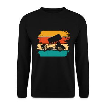 Sprint Car Racing Flag Vintage Racer Dirt Track - Unisex Sweatshirt - black - Front - Alina (178cm) & Michal (187cm)
