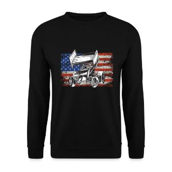 Sprint Car Racing Flag Vintage Racer Dirt Track - Unisex Sweatshirt - black - Front - Alina (178cm) & Michal (187cm)