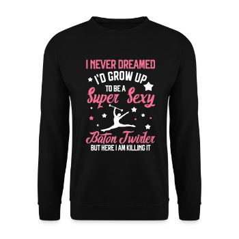 Tambourstab swirling - Unisex Sweatshirt - black - Front - Alina (178cm) & Michal (187cm)