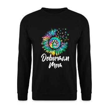 Doberman Mom Tournesols Doberman Pinscher Chien - Sweat-shirt Unisexe - noir - Devant - Alina (178cm) & Michal (187cm)