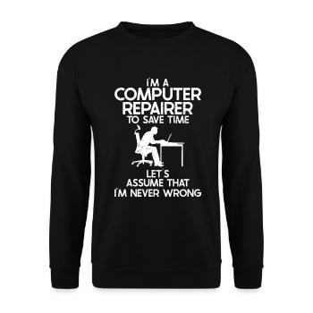 Technologie de soutien à la réparation d’ordinateurs - Sweat-shirt Unisexe - noir - Devant - Alina (178cm) & Michal (187cm)
