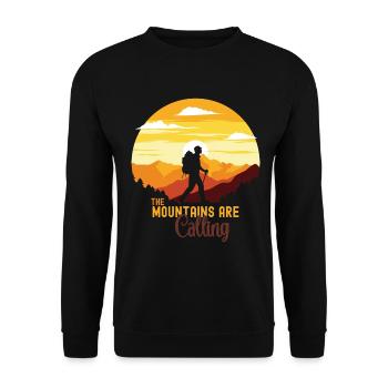 The Mountains Are Calling - Unisex Sweatshirt - black - Front - Alina (178cm) & Michal (187cm)