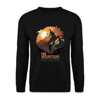 The Mountains Are Calling - Unisex Sweatshirt - black - Front - Alina (178cm) & Michal (187cm)