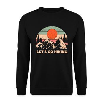 Let's Go Wandern Abenteuer Geschenk - Unisex Pullover - Schwarz - Vorne - Alina (178cm) & Michal (187cm)