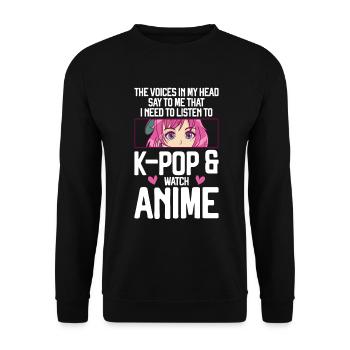 Anime & K-Pop Musique Kpop Manga Japonais Otaku - Sweat-shirt Unisexe - noir - Devant - Alina (178cm) & Michal (187cm)