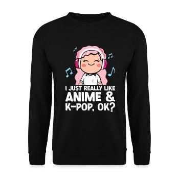 Anime & K-Pop Music Kpop Japanese Manga Otaku - Unisex Sweatshirt - black - Front - Alina (178cm) & Michal (187cm)