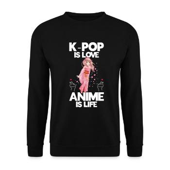 Anime & K-Pop Music Kpop Japanese Manga Otaku - Unisex Sweatshirt - black - Front - Alina (178cm) & Michal (187cm)