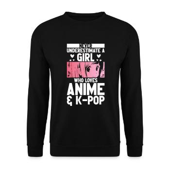 Anime & K-Pop Music Kpop Japanese Manga Otaku - Unisex Sweatshirt - black - Front - Alina (178cm) & Michal (187cm)