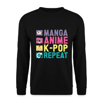 Anime & K-Pop Music Kpop Japanese Manga Otaku - Unisex Sweatshirt - black - Front - Alina (178cm) & Michal (187cm)