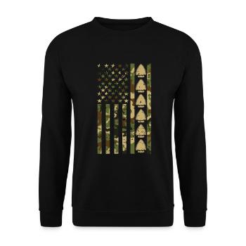 Pfeilspitzenjagd Artefakte Bogenschießen - Unisex Pullover - Schwarz - Vorne - Alina (178cm) & Michal (187cm)