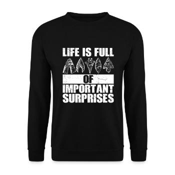 Pfeilspitzenjagd Artefakte Bogenschießen - Unisex Pullover - Schwarz - Vorne - Alina (178cm) & Michal (187cm)