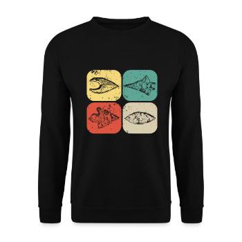 Pfeilspitzenjagd Artefakte Bogenschießen - Unisex Pullover - Schwarz - Vorne - Alina (178cm) & Michal (187cm)