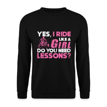 Quad Racing ATV Wheeler Dirt Road - Unisex Pullover - Schwarz - Vorne - Alina (178cm) & Michal (187cm)