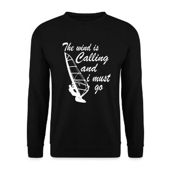 Windsurfer - The wind is calling I must go - Unisex Sweatshirt - black - Front - Alina (178cm) & Michal (187cm)