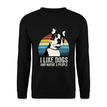 I Like Dogs and Maybe 3 People - Pet Lovers Funny - Unisex Sweatshirt - black - Front - Alina (178cm) & Michal (187cm)