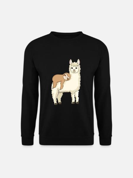 Funny sloth riding llama - Unisex Sweatshirt - black