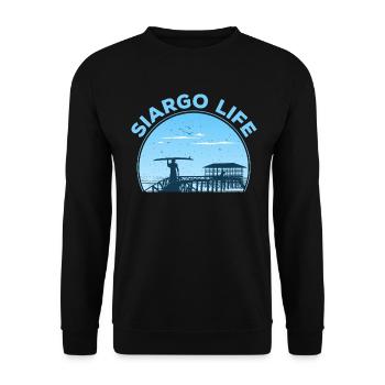 Surfen auf der Insel Siargao - Unisex Pullover - Schwarz - Vorne - Alina (178cm) & Michal (187cm)