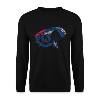 Born To Fly Forcé de travailler Pilote de paramoteur - Sweat-shirt Unisexe - noir - Devant - Alina (178cm) & Michal (187cm)
