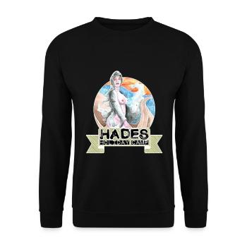 hades holiday camp greek mythology holidays - Unisex Sweatshirt - black - Front - Alina (178cm) & Michal (187cm)