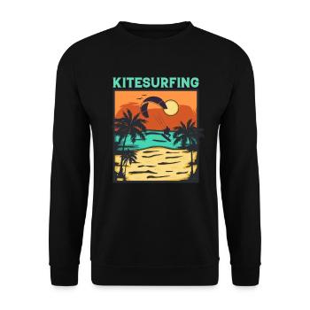 Kitesurfen - Kiteboarding Kitesurf Vintage Kite - Unisex Pullover - Schwarz - Vorne - Alina (178cm) & Michal (187cm)