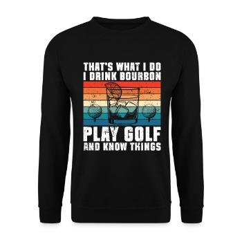 Bourbon & Golf Whikey Golfspieler Golfer - Unisex Sweatshirt - black - Front - Alina (178cm) & Michal (187cm)