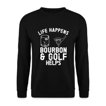 Bourbon & Golf Whikey Golfspieler Golfer - Unisex Sweatshirt - black - Front - Alina (178cm) & Michal (187cm)