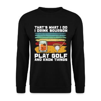Bourbon & Golf Whikey Golfspieler Golfer - Unisex Sweatshirt - black - Front - Alina (178cm) & Michal (187cm)